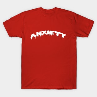 Anxiety Graphic Novelty Design in White T-Shirt